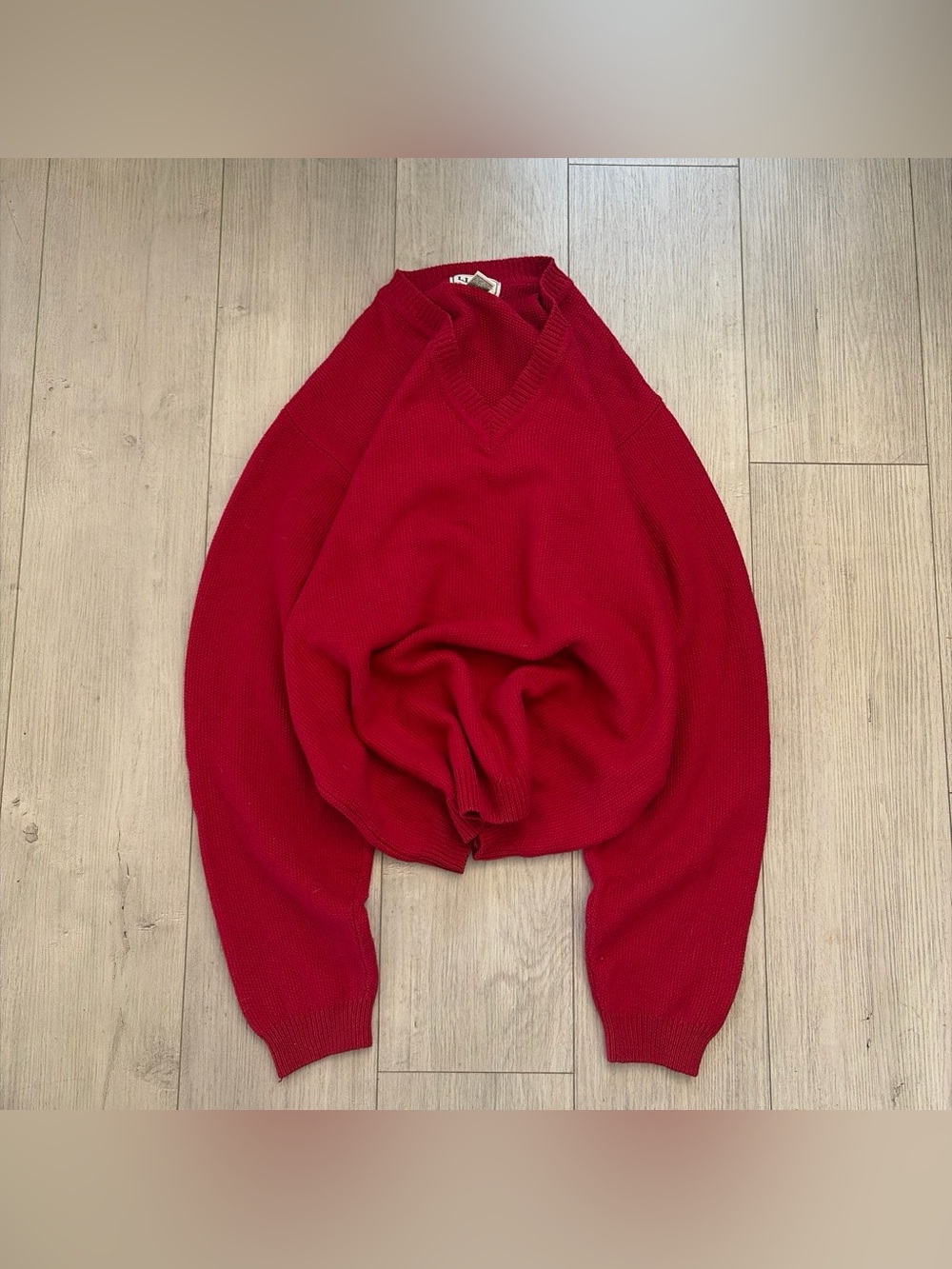 L.L. Bean Men's Red V-Neck Cotton Sweater